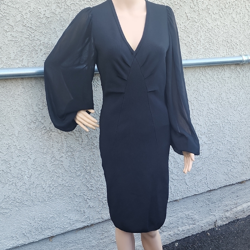 Marciano Guess Elegant Black V-Neck Bandage Dress Size Large